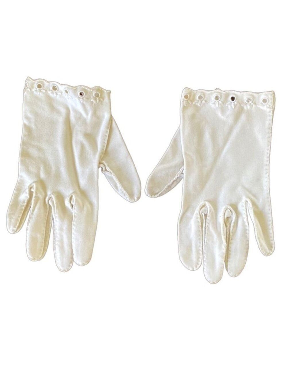 Vintage Wear Right Short Gloves Scalloped Edge Cotton Made in Western Germany Sm